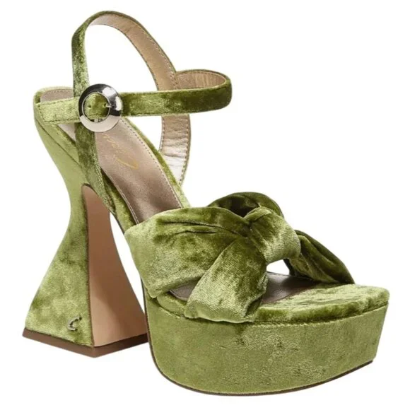 Circus Sam Edelman Womens Audrea Platform Sandal Light Jade Green Velvet Size 8 - Picture 1 of 3